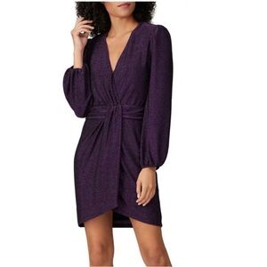 Saylor Purple Metallic Long Sleeve Wrap Dress – Size Small